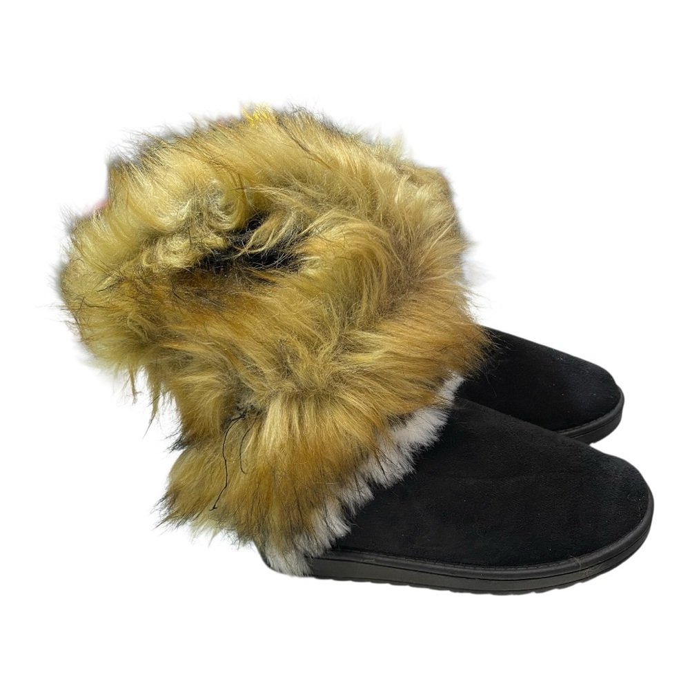 Black and Tan Fur-Trimmed Women's Boots NWOT - Picture 4 of 8